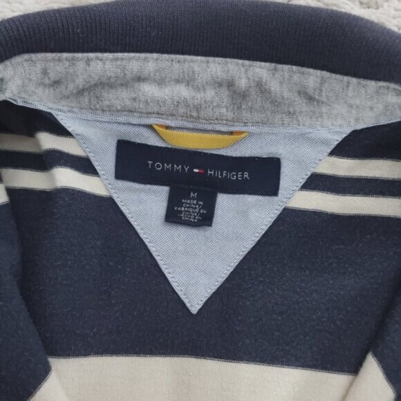 Tommy Hilfiger Cotton Polo Golf Shirt- Striped- M Loose Fit- Vintage - Picture 10 of 16